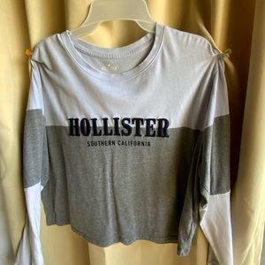 Hollister crop top light blue and white